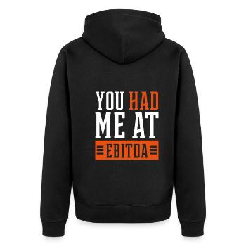 You Had Me at EBITDA - Accountant Funny Gift - Unisex Premium Organic Zip Hoodie - black - Back - Nico (187cm)