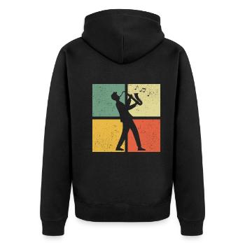 Saxophone Saxophoniste Saxophoniste - Veste à capuche bio Premium Unisexe - noir - Dos - Nico (187cm)