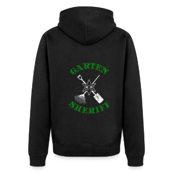 Gärtner Garten Sheriff Hobbygärtner Gartenarbeit - Unisex Premium Bio Zip Hoodie - Schwarz - Hinten - Nico (187cm)