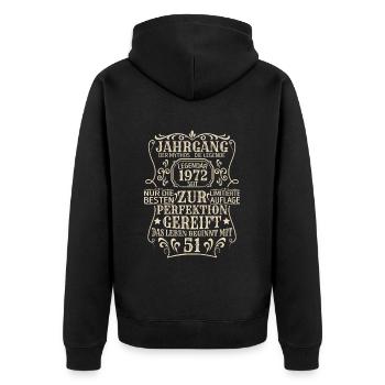 Geburtstagsgeschenk Geboren 1972 51 Jahre - Unisex Premium Bio Zip Hoodie - Schwarz - Hinten - Nico (187cm)