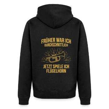 Flügelhorn Flügelhornspieler Flügelhornist - Unisex Premium Bio Zip Hoodie - Schwarz - Hinten - Nico (187cm)