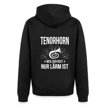 Tenorhorn Tenorhornspieler Tenorhornist - Unisex Premium Bio Zip Hoodie - Schwarz - Hinten - Nico (187cm)