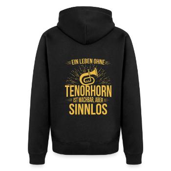 Tenorhorn Tenorhornspieler Tenorhornist - Unisex Premium Bio Zip Hoodie - Schwarz - Hinten - Nico (187cm)