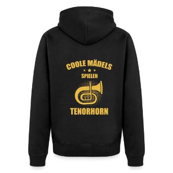 Tenorhorn Tenorhornspieler Tenorhornist - Unisex Premium Bio Zip Hoodie - Schwarz - Hinten - Nico (187cm)
