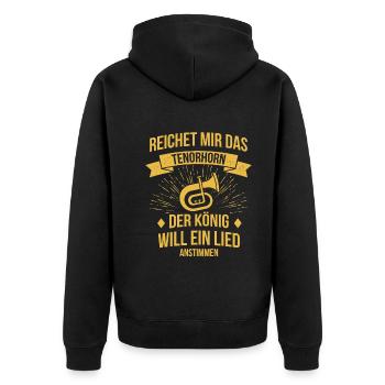 Tenorhorn Tenorhornspieler Tenorhornist - Unisex Premium Bio Zip Hoodie - Schwarz - Hinten - Nico (187cm)