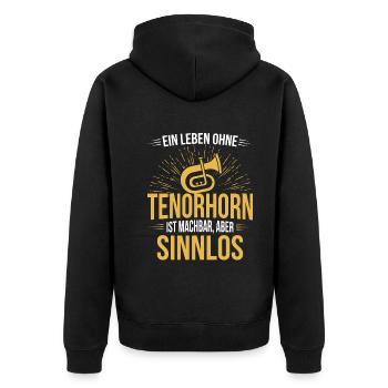 Tenorhorn Tenorhornspieler Tenorhornist - Unisex Premium Bio Zip Hoodie - Schwarz - Hinten - Nico (187cm)
