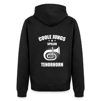 Tenorhorn Tenorhornspieler Tenorhornist - Unisex Premium Bio Zip Hoodie - Schwarz - Hinten - Nico (187cm)