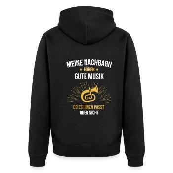Tenorhorn Tenorhornspieler Tenorhornist - Unisex Premium Bio Zip Hoodie - Schwarz - Hinten - Nico (187cm)