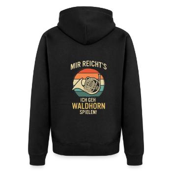 Waldhorn Waldhornspieler Waldhornist - Unisex Premium Bio Zip Hoodie - Schwarz - Hinten - Nico (187cm)
