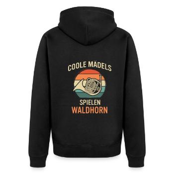 Waldhorn Waldhornspieler Waldhornist - Unisex Premium Bio Zip Hoodie - Schwarz - Hinten - Nico (187cm)