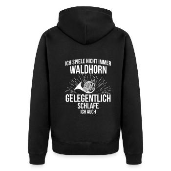 Waldhorn Waldhornspieler Waldhornist - Unisex Premium Bio Zip Hoodie - Schwarz - Hinten - Nico (187cm)