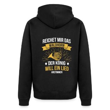 Waldhorn Waldhornspieler Waldhornist - Unisex Premium Bio Zip Hoodie - Schwarz - Hinten - Nico (187cm)