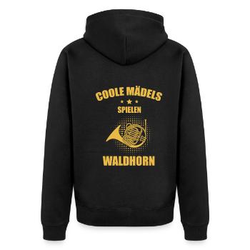 Waldhorn Waldhornspieler Waldhornist - Unisex Premium Bio Zip Hoodie - Schwarz - Hinten - Nico (187cm)