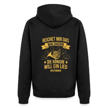Waldhorn Waldhornspieler Waldhornist - Unisex Premium Bio Zip Hoodie - Schwarz - Hinten - Nico (187cm)