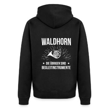 Waldhorn Waldhornspieler Waldhornist - Unisex Premium Bio Zip Hoodie - Schwarz - Hinten - Nico (187cm)