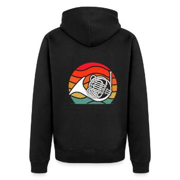 Waldhorn Waldhornspieler Waldhornist - Unisex Premium Bio Zip Hoodie - Schwarz - Hinten - Nico (187cm)