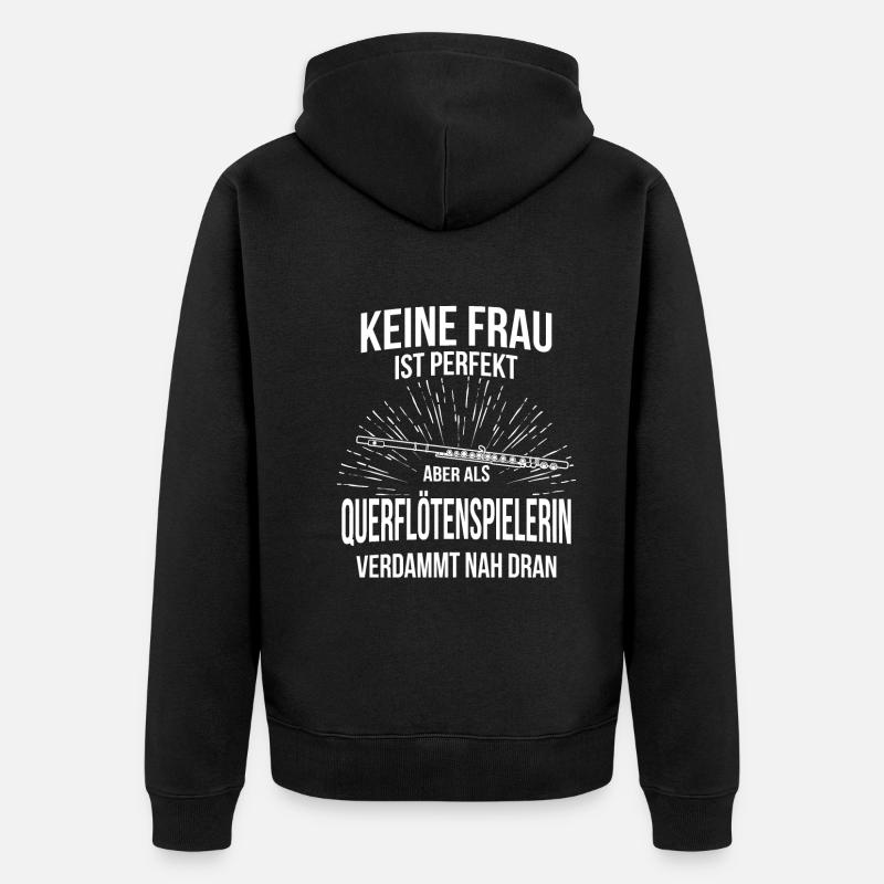 Querflöte Querflötenspieler Querflötist - Unisex Premium Bio Zip Hoodie - Schwarz