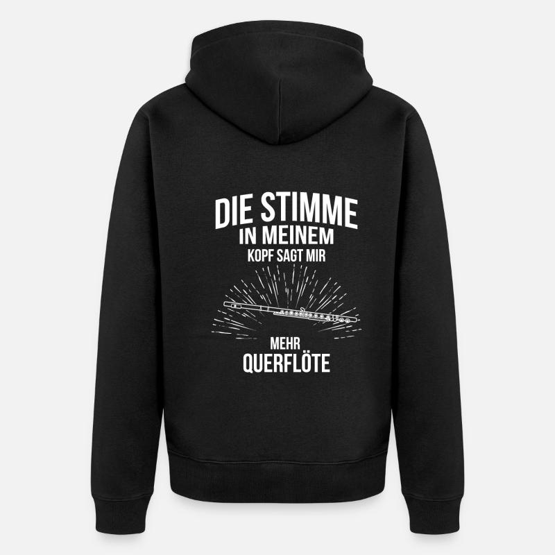 Querflöte Querflötenspieler Querflötist - Unisex Premium Bio Zip Hoodie - Schwarz