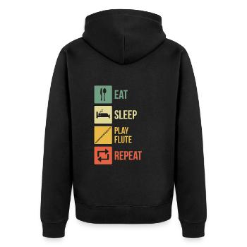 Flute Flute player Flutist - Unisex Premium Organic Zip Hoodie - black - Back - Nico (187cm)