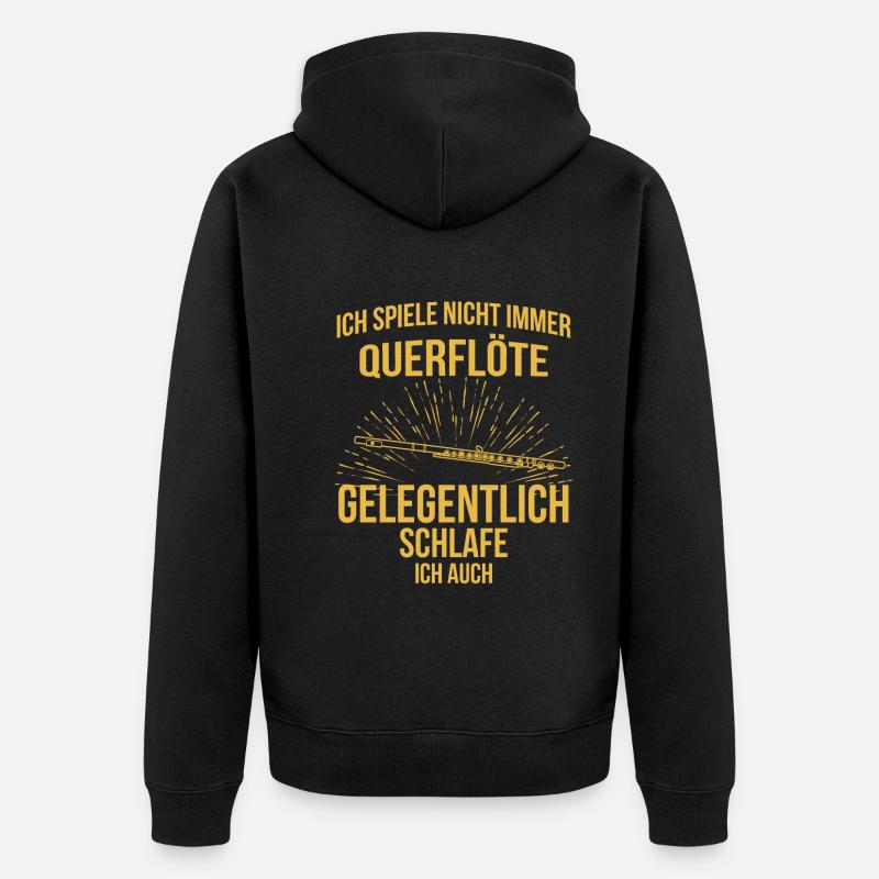 Querflöte Querflötenspieler Querflötist - Unisex Premium Bio Zip Hoodie - Schwarz