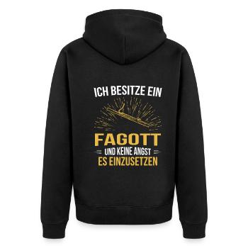 Fagott Fagottspieler Fagottist - Unisex Premium Bio Zip Hoodie - Schwarz - Hinten - Nico (187cm)