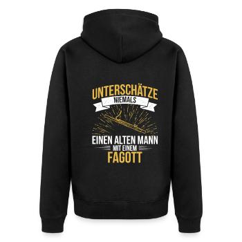 Fagott Fagottspieler Fagottist - Unisex Premium Bio Zip Hoodie - Schwarz - Hinten - Nico (187cm)