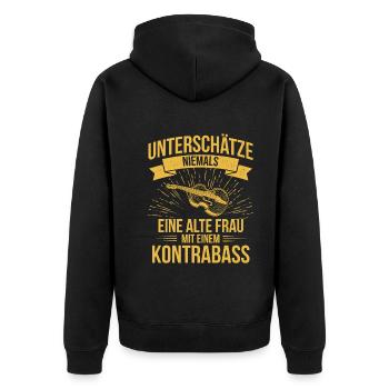 Kontrabass Kontrabassspieler Kontrabassist - Unisex Premium Bio Zip Hoodie - Schwarz - Hinten - Nico (187cm)