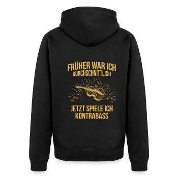Kontrabass Kontrabassspieler Kontrabassist - Unisex Premium Bio Zip Hoodie - Schwarz - Hinten - Nico (187cm)