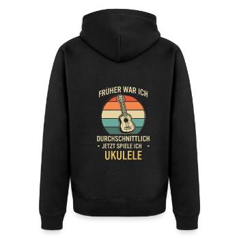 Ukulele Ukulele-Spieler Ukulelist - Unisex Premium Bio Zip Hoodie - Schwarz - Hinten - Nico (187cm)