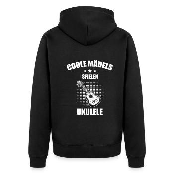 Ukulele Ukulele-Spieler Ukulelist - Unisex Premium Bio Zip Hoodie - Schwarz - Hinten - Nico (187cm)