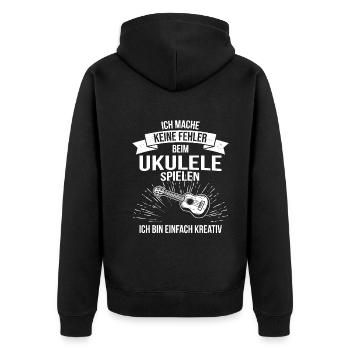 Ukulele Ukulele-Spieler Ukulelist - Unisex Premium Bio Zip Hoodie - Schwarz - Hinten - Nico (187cm)
