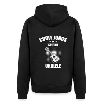 Ukulele Ukulele-Spieler Ukulelist - Unisex Premium Bio Zip Hoodie - Schwarz - Hinten - Nico (187cm)