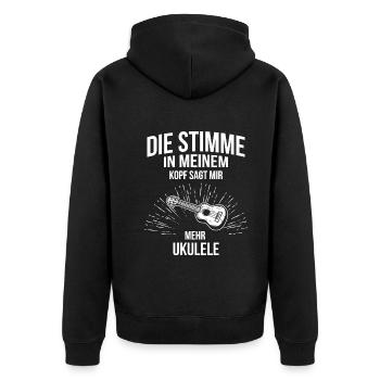 Ukulele Ukulele-Spieler Ukulelist - Unisex Premium Bio Zip Hoodie - Schwarz - Hinten - Nico (187cm)