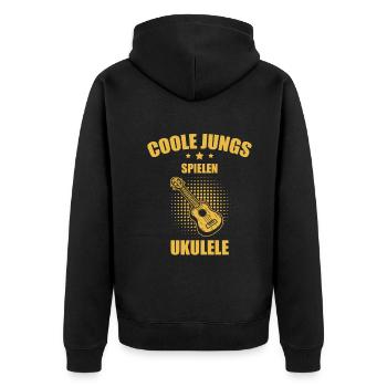 Ukulele Ukulele-Spieler Ukulelist - Unisex Premium Bio Zip Hoodie - Schwarz - Hinten - Nico (187cm)