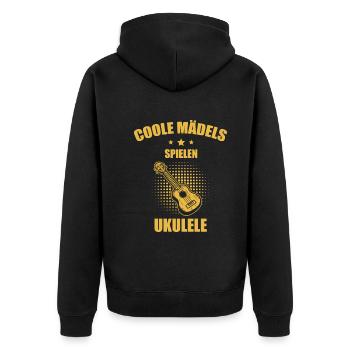Ukulele Ukulele-Spieler Ukulelist - Unisex Premium Bio Zip Hoodie - Schwarz - Hinten - Nico (187cm)