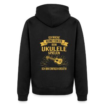 Ukulele Ukulele-Spieler Ukulelist - Unisex Premium Bio Zip Hoodie - Schwarz - Hinten - Nico (187cm)