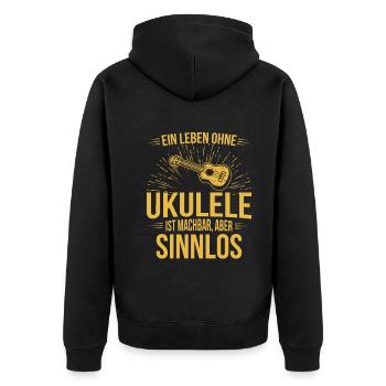 Ukulele Ukulele-Spieler Ukulelist - Unisex Premium Bio Zip Hoodie - Schwarz - Hinten - Nico (187cm)