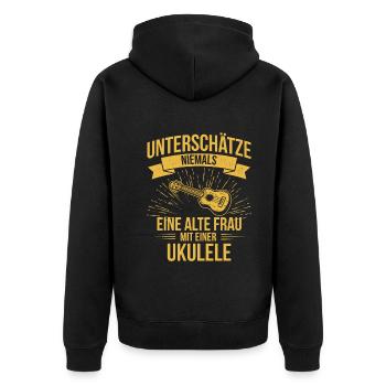 Ukulele Ukulele-Spieler Ukulelist - Unisex Premium Bio Zip Hoodie - Schwarz - Hinten - Nico (187cm)