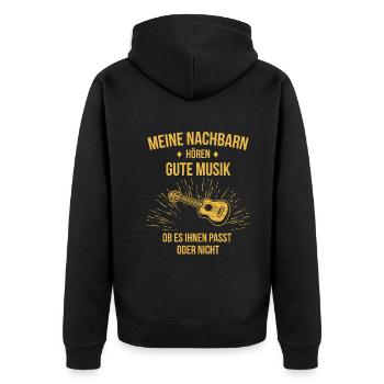 Ukulele Ukulele-Spieler Ukulelist - Unisex Premium Bio Zip Hoodie - Schwarz - Hinten - Nico (187cm)