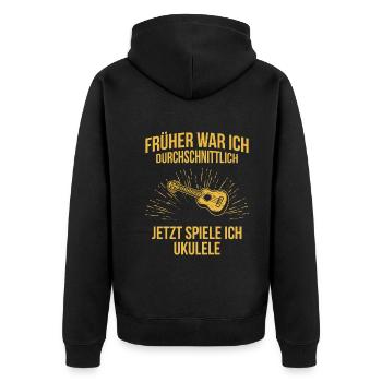 Ukulele Ukulele-Spieler Ukulelist - Unisex Premium Bio Zip Hoodie - Schwarz - Hinten - Nico (187cm)