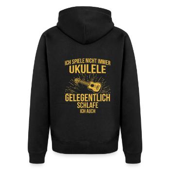 Ukulele Ukulele-Spieler Ukulelist - Unisex Premium Bio Zip Hoodie - Schwarz - Hinten - Nico (187cm)