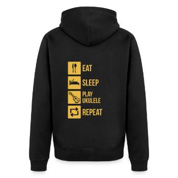 Ukulele Ukulele-Spieler Ukulelist - Unisex Premium Bio Zip Hoodie - Schwarz - Hinten - Nico (187cm)