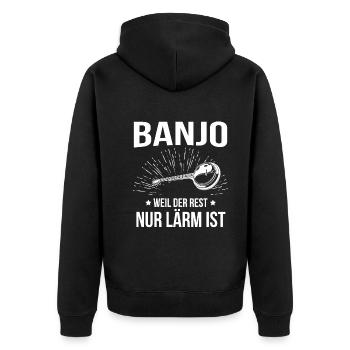 Banjo Banjospieler Banjoist - Unisex Premium Bio Zip Hoodie - Schwarz - Hinten - Nico (187cm)