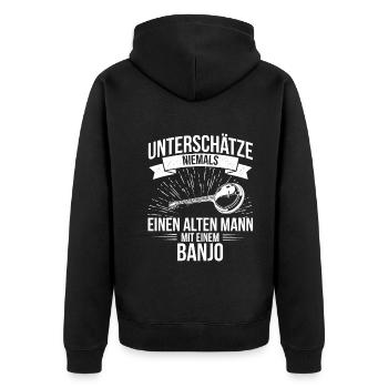 Banjo Banjospieler Banjoist - Unisex Premium Bio Zip Hoodie - Schwarz - Hinten - Nico (187cm)