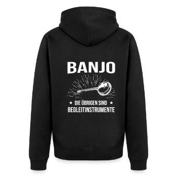 Banjo Banjospieler Banjoist - Unisex Premium Bio Zip Hoodie - Schwarz - Hinten - Nico (187cm)