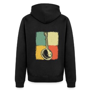 Banjo Banjospieler Banjoist - Unisex Premium Bio Zip Hoodie - Schwarz - Hinten - Nico (187cm)