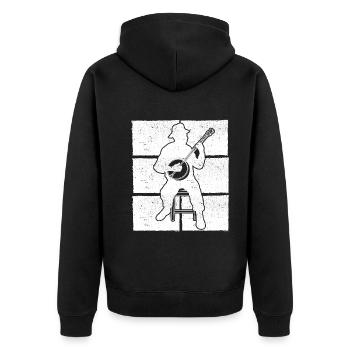 Banjo Banjospieler Banjoist - Unisex Premium Bio Zip Hoodie - Schwarz - Hinten - Nico (187cm)