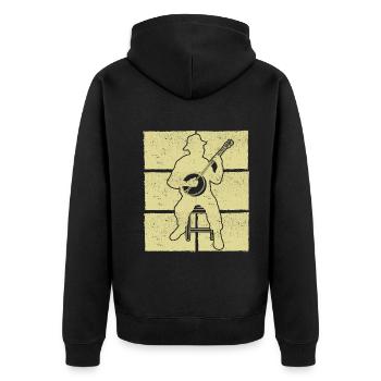 Banjo Banjospieler Banjoist - Unisex Premium Bio Zip Hoodie - Schwarz - Hinten - Nico (187cm)