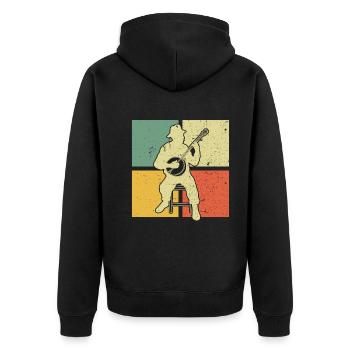 Banjo Banjospieler Banjoist - Unisex Premium Bio Zip Hoodie - Schwarz - Hinten - Nico (187cm)