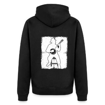 Banjo Banjospieler Banjoist - Unisex Premium Bio Zip Hoodie - Schwarz - Hinten - Nico (187cm)